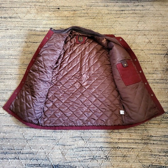 Overland Lane Men's Leather-Trimmed Wool Field Jacket Red/Brown Size Large EUC - Picture 3 of 9